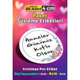 Sb Store Anneler Günü Ambalaj Hediye Paket Süsleme Etiketi Model 148 - 96 Adet 4cm - Çok Renkli - 4 cm - Pvc Etilket