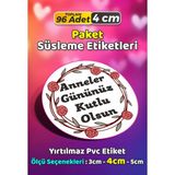 Sb Store Anneler Günü Ambalaj Hediye Paket Süsleme Etiketi Model 149 - 96 Adet 4cm - Çok Renkli - 4 cm - Pvc Etilket