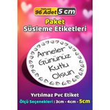 Sb Store Anneler Günü Ambalaj Hediye Paket Süsleme Etiketi Model 153 - 96 Adet 5cm - Çok Renkli - 5 cm - Pvc Etilket