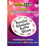 Sb Store Anneler Günü Ambalaj Hediye Paket Süsleme Etiketi Model 160 - 96 Adet 3cm - Çok Renkli - 3 cm - Pvc Etilket