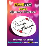 Sb Store Anneler Günü Ambalaj Hediye Paket Süsleme Etiketi Model 173 - 96 Adet 4cm - Çok Renkli - 4 cm - Pvc Etilket
