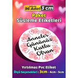 Sb Store Anneler Günü Ambalaj Hediye Paket Süsleme Etiketi Model 175 - 96 Adet 3cm - Çok Renkli - 3 cm - Pvc Etilket