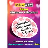 Sb Store Anneler Günü Ambalaj Hediye Paket Süsleme Etiketi Model 175 - 96 Adet 5cm - Çok Renkli - 5 cm - Pvc Etilket