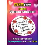 Sb Store Anneler Günü Ambalaj Hediye Paket Süsleme Etiketi Model 176 - 96 Adet 5cm - Çok Renkli - 5 cm - Pvc Etilket