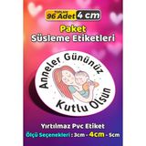 Sb Store Anneler Günü Ambalaj Hediye Paket Süsleme Etiketi Model 18 - 96 Adet 4cm - Çok Renkli - 4 cm - Pvc Etilket