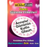 Sb Store Anneler Günü Ambalaj Hediye Paket Süsleme Etiketi Model 181 - 96 Adet 3cm - Çok Renkli - 3 cm - Pvc Etilket