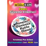 Sb Store Anneler Günü Ambalaj Hediye Paket Süsleme Etiketi Model 185 - 96 Adet 4cm - Çok Renkli - 4 cm - Pvc Etilket
