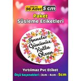 Sb Store Anneler Günü Ambalaj Hediye Paket Süsleme Etiketi Model 188 - 96 Adet 5cm - Çok Renkli - 5 cm - Pvc Etilket