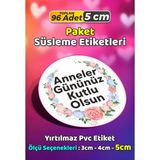 Sb Store Anneler Günü Ambalaj Hediye Paket Süsleme Etiketi Model 192 - 96 Adet 5cm - Çok Renkli - 5 cm - Pvc Etilket