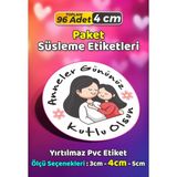 Sb Store Anneler Günü Ambalaj Hediye Paket Süsleme Etiketi Model 20 - 96 Adet 4cm - Çok Renkli - 4 cm - Pvc Etilket