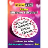Sb Store Anneler Günü Ambalaj Hediye Paket Süsleme Etiketi Model 202 - 96 Adet 5cm - Çok Renkli - 5 cm - Pvc Etilket