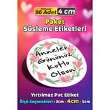 Sb Store Anneler Günü Ambalaj Hediye Paket Süsleme Etiketi Model 206 - 96 Adet 4cm - Çok Renkli - 4 cm - Pvc Etilket