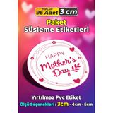 Sb Store Anneler Günü Ambalaj Hediye Paket Süsleme Etiketi Model 213 - 96 Adet 3cm - Çok Renkli - 3 cm - Pvc Etilket