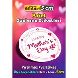Sb Store Anneler Günü Ambalaj Hediye Paket Süsleme Etiketi Model 213 - 96 Adet 5cm - Çok Renkli - 5 cm - Pvc Etilket
