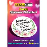 Sb Store Anneler Günü Ambalaj Hediye Paket Süsleme Etiketi Model 221 - 96 Adet 4cm - Çok Renkli - 4 cm - Pvc Etilket