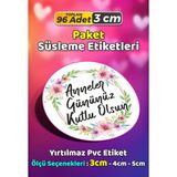 Sb Store Anneler Günü Ambalaj Hediye Paket Süsleme Etiketi Model 222 - 96 Adet 3cm - Çok Renkli - 3 cm - Pvc Etilket
