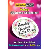 Sb Store Anneler Günü Ambalaj Hediye Paket Süsleme Etiketi Model 222 - 96 Adet 4cm - Çok Renkli - 4 cm - Pvc Etilket