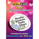 Sb Store Anneler Günü Ambalaj Hediye Paket Süsleme Etiketi Model 225 - 96 Adet 4cm - Çok Renkli - 4 cm - Pvc Etilket