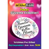 Sb Store Anneler Günü Ambalaj Hediye Paket Süsleme Etiketi Model 231 - 96 Adet 5cm - Çok Renkli - 5 cm - Pvc Etilket