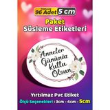 Sb Store Anneler Günü Ambalaj Hediye Paket Süsleme Etiketi Model 232 - 96 Adet 5cm - Çok Renkli - 5 cm - Pvc Etilket