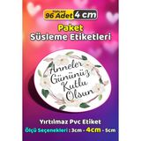 Sb Store Anneler Günü Ambalaj Hediye Paket Süsleme Etiketi Model 233 - 96 Adet 4cm - Çok Renkli - 4 cm - Pvc Etilket