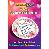 Sb Store Anneler Günü Ambalaj Hediye Paket Süsleme Etiketi Model 234 - 96 Adet 3cm - Çok Renkli - 3 cm - Pvc Etilket