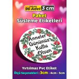 Sb Store Anneler Günü Ambalaj Hediye Paket Süsleme Etiketi Model 235 - 96 Adet 3cm - Çok Renkli - 3 cm - Pvc Etilket