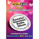 Sb Store Anneler Günü Ambalaj Hediye Paket Süsleme Etiketi Model 237 - 96 Adet 3cm - Çok Renkli - 3 cm - Pvc Etilket