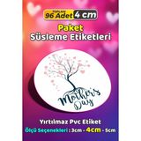 Sb Store Anneler Günü Ambalaj Hediye Paket Süsleme Etiketi Model 240 - 96 Adet 4cm - Çok Renkli - 4 cm - Pvc Etilket