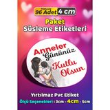 Sb Store Anneler Günü Ambalaj Hediye Paket Süsleme Etiketi Model 242 - 96 Adet 4cm - Çok Renkli - 4 cm - Pvc Etilket