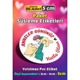 Sb Store Anneler Günü Ambalaj Hediye Paket Süsleme Etiketi Model 243 - 96 Adet 5cm - Çok Renkli - 5 cm - Pvc Etilket