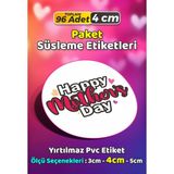 Sb Store Anneler Günü Ambalaj Hediye Paket Süsleme Etiketi Model 248 - 96 Adet 4cm - Çok Renkli - 4 cm - Pvc Etilket