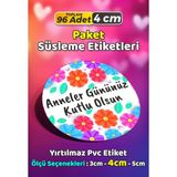 Sb Store Anneler Günü Ambalaj Hediye Paket Süsleme Etiketi Model 251 - 96 Adet 4cm - Çok Renkli - 4 cm - Pvc Etilket