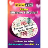 Sb Store Anneler Günü Ambalaj Hediye Paket Süsleme Etiketi Model 256 - 96 Adet 4cm - Çok Renkli - 4 cm - Pvc Etilket