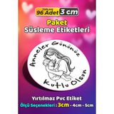 Sb Store Anneler Günü Ambalaj Hediye Paket Süsleme Etiketi Model 26 - 96 Adet 3cm - Çok Renkli - 3 cm - Pvc Etilket