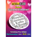 Sb Store Anneler Günü Ambalaj Hediye Paket Süsleme Etiketi Model 261 - 96 Adet 4cm - Çok Renkli - 4 cm - Pvc Etilket