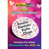 Sb Store Anneler Günü Ambalaj Hediye Paket Süsleme Etiketi Model 262 - 96 Adet 4cm - Çok Renkli - 4 cm - Pvc Etilket