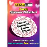 Sb Store Anneler Günü Ambalaj Hediye Paket Süsleme Etiketi Model 273 - 96 Adet 3cm - Çok Renkli - 3 cm - Pvc Etilket