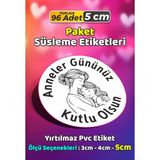 Sb Store Anneler Günü Ambalaj Hediye Paket Süsleme Etiketi Model 31 - 96 Adet 5cm - Çok Renkli - 5 cm - Pvc Etilket