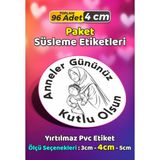 Sb Store Anneler Günü Ambalaj Hediye Paket Süsleme Etiketi Model 32 - 96 Adet 4cm - Çok Renkli - 4 cm - Pvc Etilket