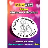 Sb Store Anneler Günü Ambalaj Hediye Paket Süsleme Etiketi Model 32 - 96 Adet 5cm - Çok Renkli - 5 cm - Pvc Etilket