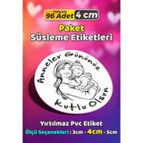 Sb Store Anneler Günü Ambalaj Hediye Paket Süsleme Etiketi Model 33 - 96 Adet 4cm - Çok Renkli - 4 cm - Pvc Etilket