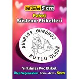 Sb Store Anneler Günü Ambalaj Hediye Paket Süsleme Etiketi Model 35 - 96 Adet 5cm - Çok Renkli - 5 cm - Pvc Etilket