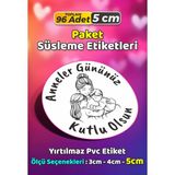 Sb Store Anneler Günü Ambalaj Hediye Paket Süsleme Etiketi Model 37 - 96 Adet 5cm - Çok Renkli - 5 cm - Pvc Etilket