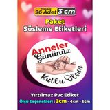 Sb Store Anneler Günü Ambalaj Hediye Paket Süsleme Etiketi Model 4 - 96 Adet 3cm - Çok Renkli - 3 cm - Pvc Etilket