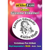 Sb Store Anneler Günü Ambalaj Hediye Paket Süsleme Etiketi Model 45 - 96 Adet 3cm - Çok Renkli - 3 cm - Pvc Etilket