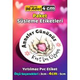 Sb Store Anneler Günü Ambalaj Hediye Paket Süsleme Etiketi Model 5 - 96 Adet 4cm - Çok Renkli - 4 cm - Pvc Etilket