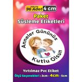 Sb Store Anneler Günü Ambalaj Hediye Paket Süsleme Etiketi Model 54 - 96 Adet 4cm - Çok Renkli - 4 cm - Pvc Etilket