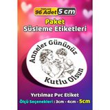 Sb Store Anneler Günü Ambalaj Hediye Paket Süsleme Etiketi Model 66 - 96 Adet 5cm - Çok Renkli - 5 cm - Pvc Etilket