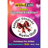 Sb Store Anneler Günü Ambalaj Hediye Paket Süsleme Etiketi Model 69 - 96 Adet 3cm - Çok Renkli - 3 cm - Pvc Etilket